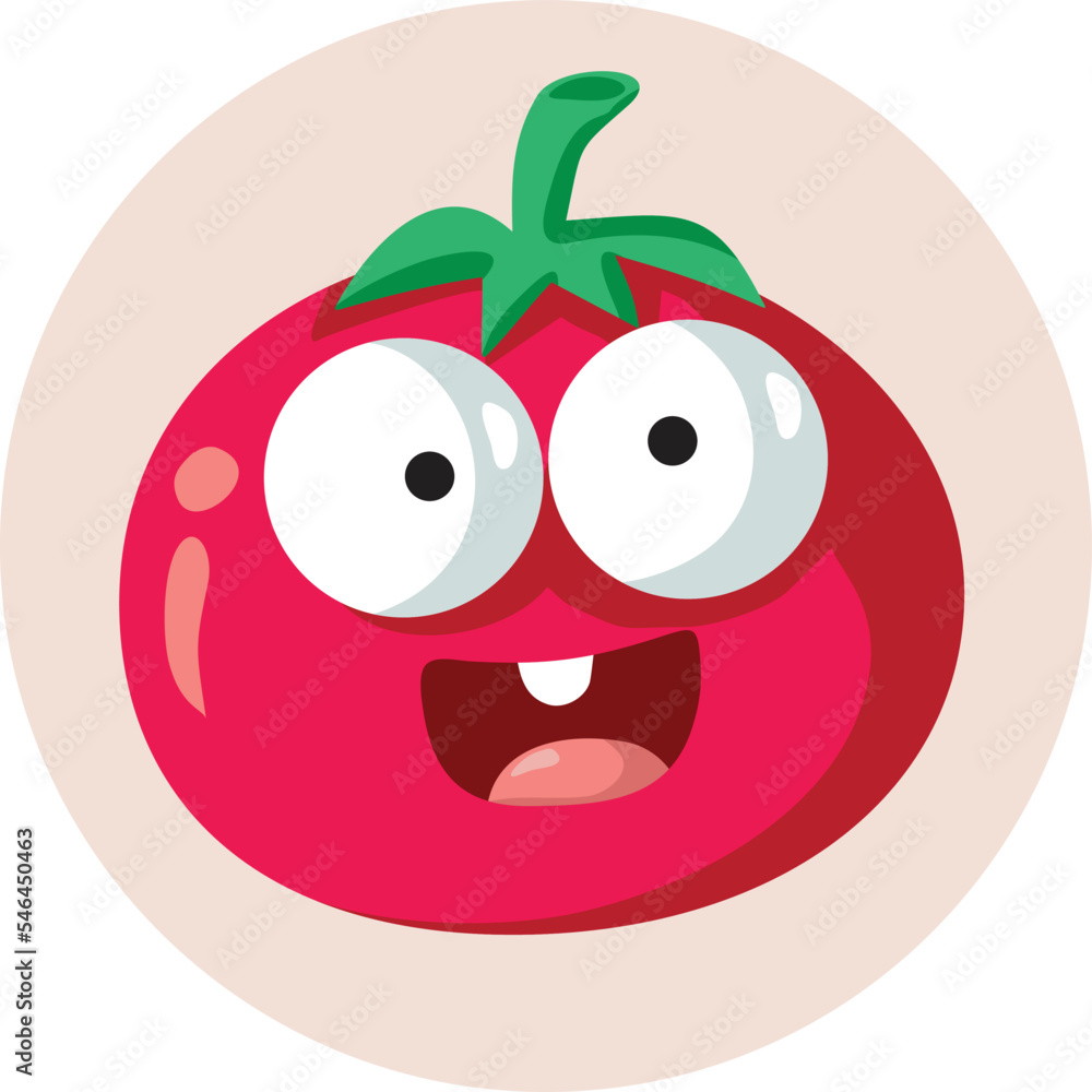 Obraz premium Happy Cartoon Tomato Character Smiling Cheerfully. Adorable natural ingredient cheerful mascot 