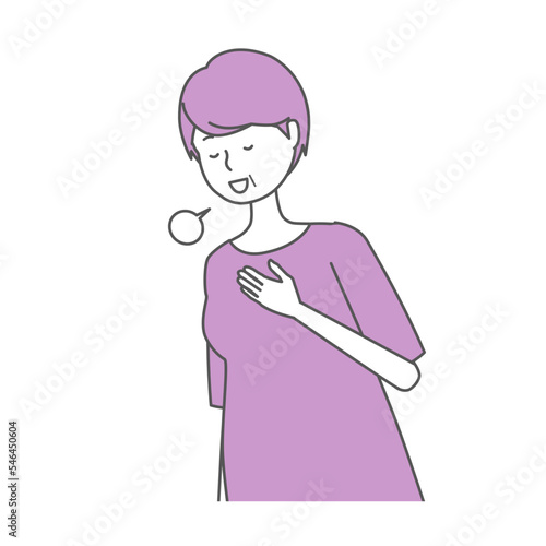 ほっとする・胸を撫で下ろす　シニア女性