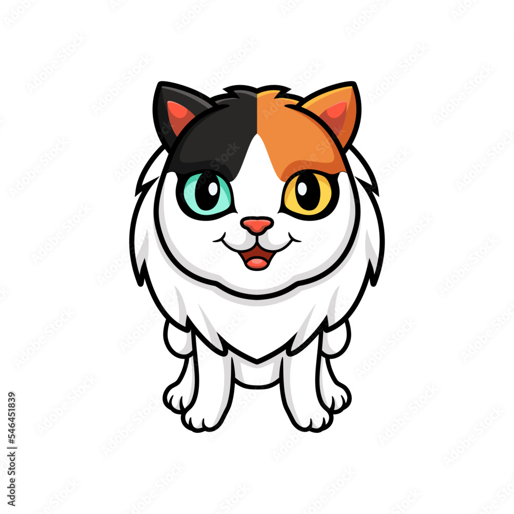 Cute turkish van cat cartoon