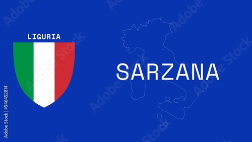Tableau sur toile Sarzana: Illustration mit dem Ortsnamen der italienischen Stadt Sarzana in der R