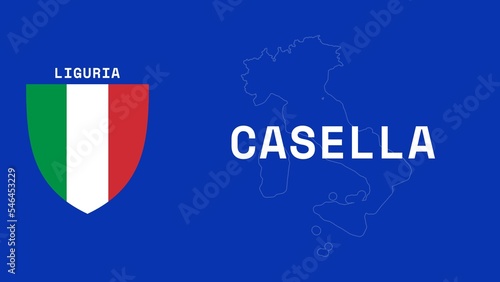 Tableau sur toile Casella: Illustration mit dem Ortsnamen der italienischen Stadt Casella in der R