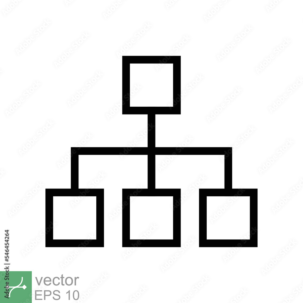 Organization chart icon. Simple outline style. Org hierarchy, company diagram flow symbol, team structure, business concept. Thin line vector illustration isolated on white background. EPS 10. Organization chart icon. Simple outline style. Org hierarchy, company diagram flow symbol, team structure, business concept. Thin line vector illustration isolated on white background. EPS 10.