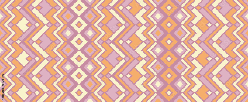 Asymmetric rhombus traditional motifs vector geometric pattern.