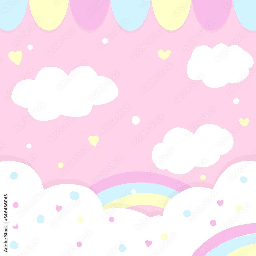 pink background with clouds