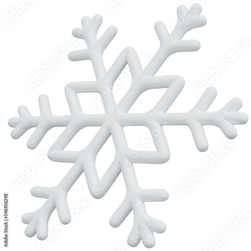 3D Rendering White Snowflake. PNG Transparent Background.