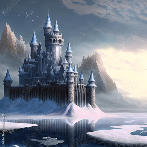 Fantasy ice castle  landscape  wallpaper