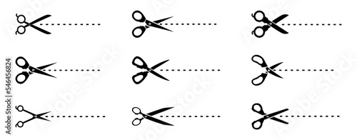 scissors silhouttes flat style isolated 

on white
