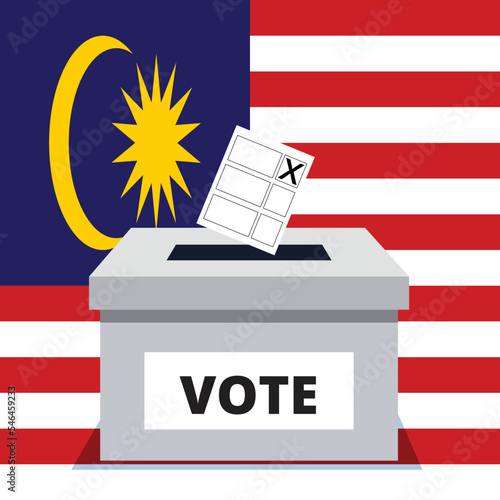 malaysia election. Hand voting ballot box icon, Election Vote concept, Vector illustration