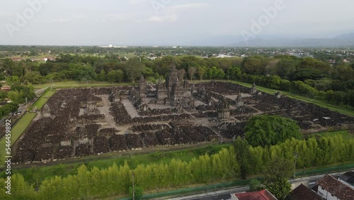 Aerial view of Candi Sewu Temple, part of Prambanan Hindu temple in Indonesia