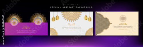 Set of arabic islamic ramadan background for universal design template. Vector illustration abstract graphic design banner pattern presentation background wallpaper web template.