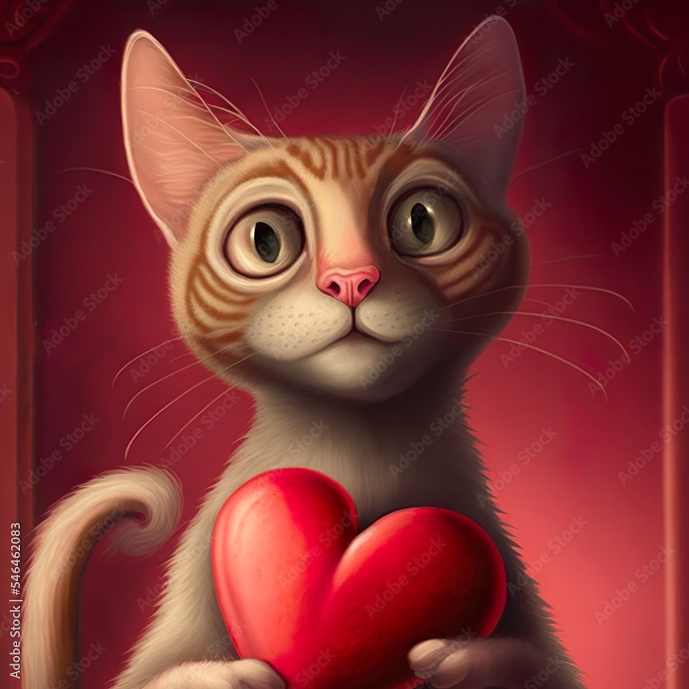 cat with heart (generated ai)