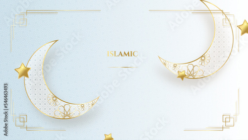 Ramadan kareem islamic greeting background with lantern, mandala pattern, mosque and crescent moon
