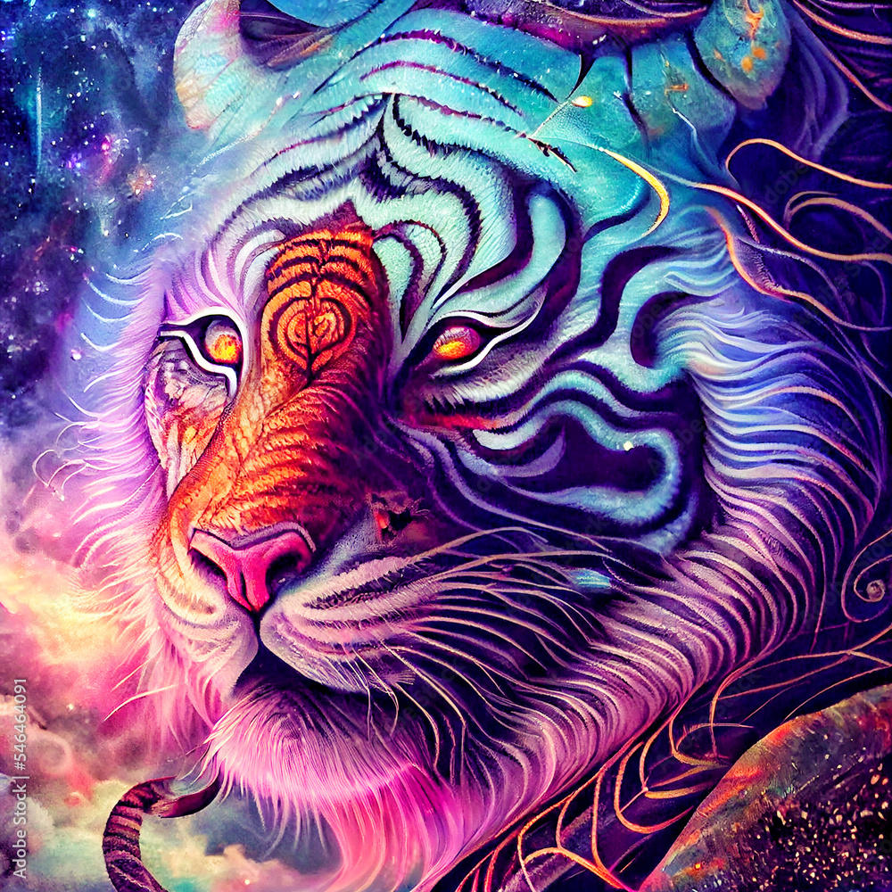 Midjourney abstract render of a tiger