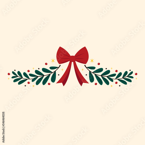 Merry Christmas banner. Christmas holly berry leaves isolated. Cute holly isolated on white background. Vector illustration. Template.