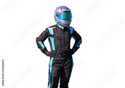 karting pilots on isolated white background