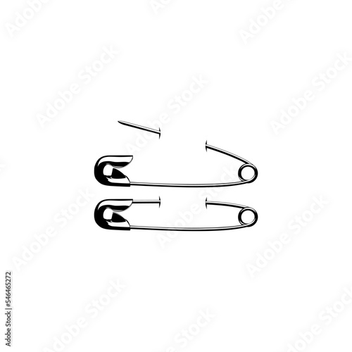 Safety Pin Silhouette (Peniti) for Art Illustration, Logo, Website, Apps, Pictogram or Graphic Design Element. Vector Illustration