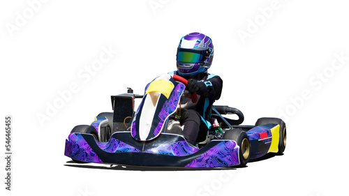karting championship race on isolated white background