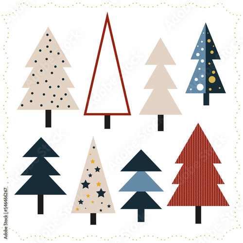 Merry Christmas trees, christmas trees set, beautiful and simple, Merry Christmas world