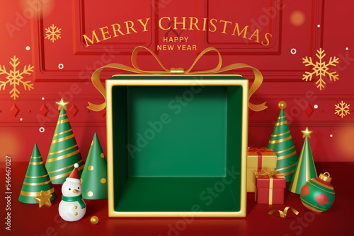 Red Christmas gift box banner