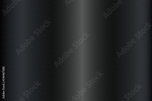 Black foil background. Metal textured shiny gradient. Stainless glossy surface with reflection. Realistic chrome backdrop. Vector illustration