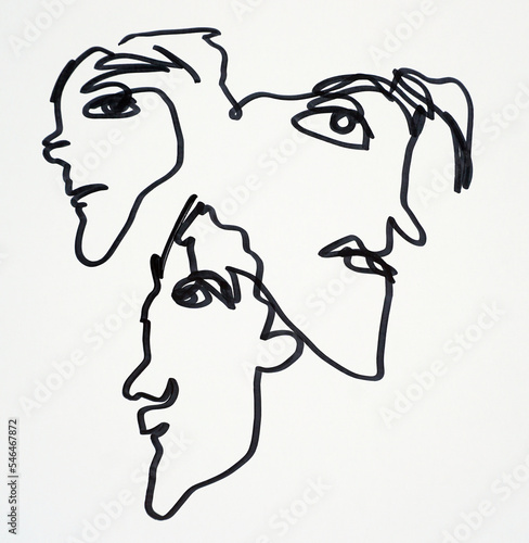 Art drawing  contour   Abstract  copic marker  man face photo