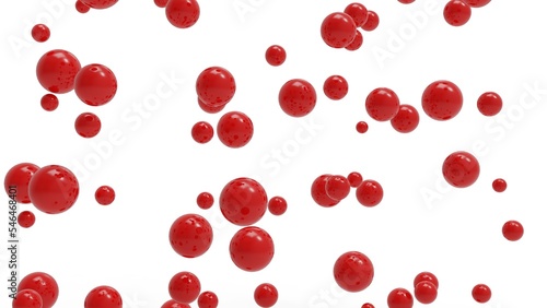 Foto Randomly arranged many red balls that are collapsing under white lighting background
