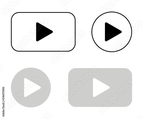 Transparent play button icon. isolated play button with four different variations. video and media play symbols. photo