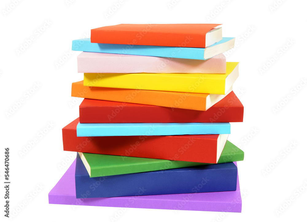 Small stack of books isolated transparent background photo PNG file - obrazy, fototapety, plakaty 