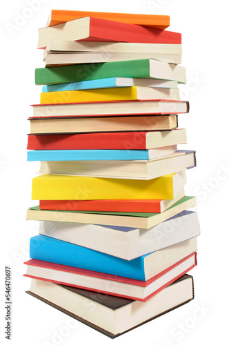 Tall stack pile of school college books isolated transparent background photo PNG file