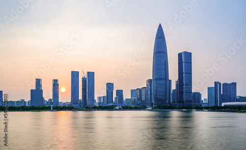 Skyline of Houhai CBD buildings  Nanshan District  Shenzhen  China