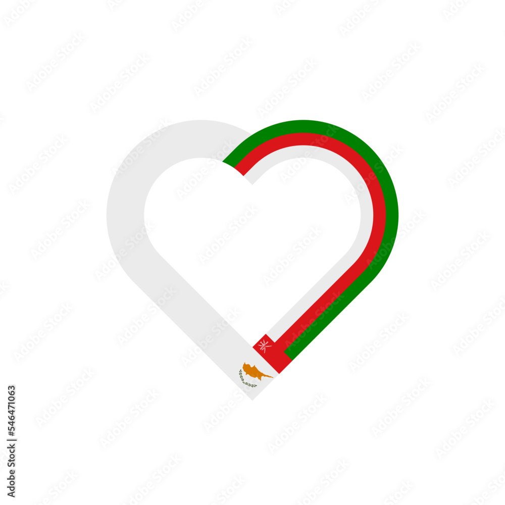 friendship concept. heart ribbon icon of cyprus and oman flags. vector illustration isolated on white background friendship concept. heart ribbon icon of cyprus and oman flags. vector illustration isolated on white background