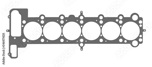 six cylinders engine gasket, vector illustration
