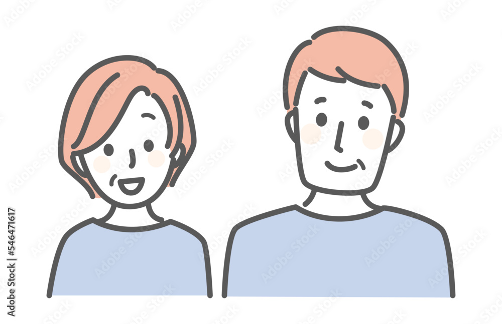 illustration of smiling middle age people