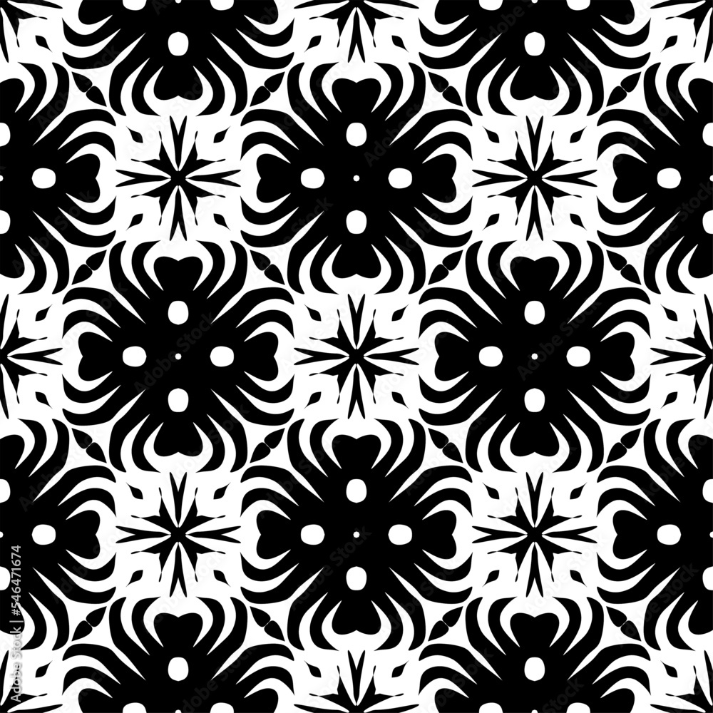 seamless pattern with flowers, seamless pattern design with black and white background