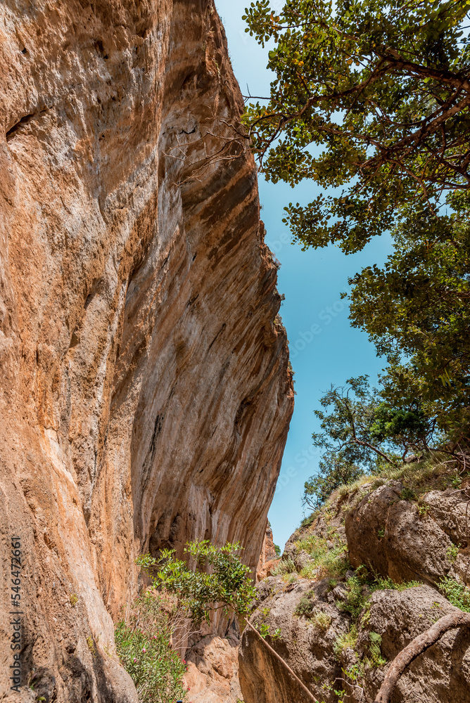 Lissos Gorge Sougia, crete island, greece: hiking through a beautiful cretan canyon with ancient settlement