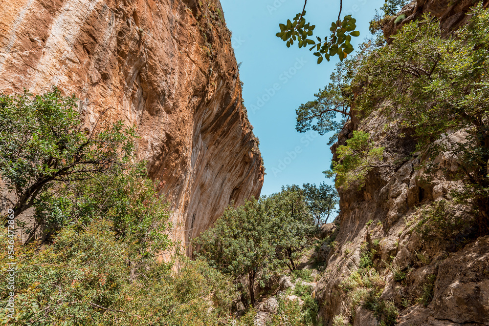 Lissos Gorge Sougia, crete island, greece: hiking through a beautiful cretan canyon with ancient settlement
