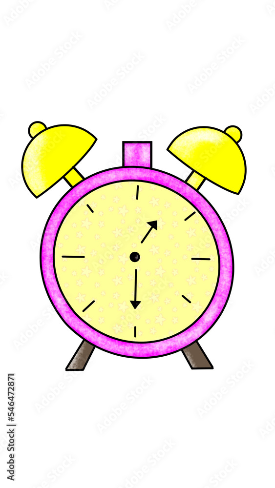 Semejanza Fabricación por ciento Reloj despertador rosa retro con dos chicharras en los costados y pequeñas  patas de madera Stock Illustration | Adobe Stock