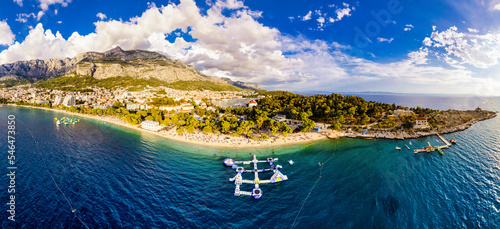 Fototapeta Naklejka Na Ścianę i Meble -  Aerial view of the city of Makarska in the summer, Croatia