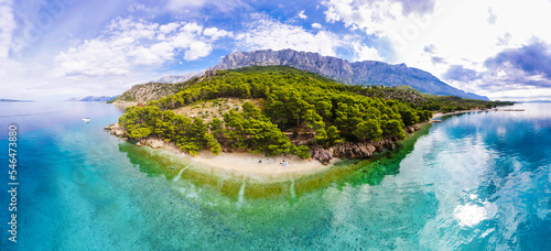 Fototapeta Naklejka Na Ścianę i Meble -  Aerial view of Croatia golden beach in summer