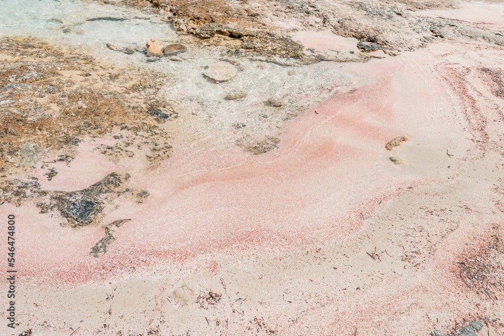 Balos lagoon, crete island, greece: pink sandy beach and turquoise blue water at the main tourist destination near chania