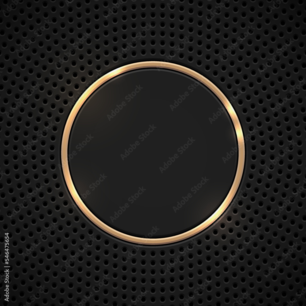 Black Background with Perforated Pattern and Gold Ring Black Background with Perforated Pattern and Gold Ring