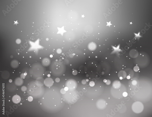 Bokeh background silver. Abstract glitter defocused blinking. Beautiful sparks shiny ornaments with special light. Soft blur light effect wallpaper. Vector illustration.