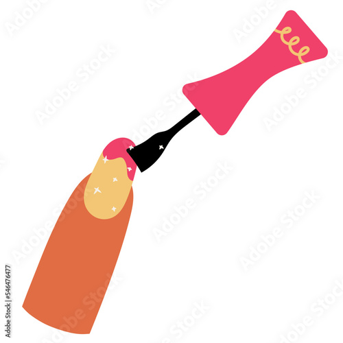 Painting nail vector illustration in flat color design