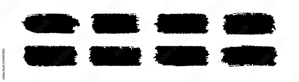 Black ink brush stroke collection bundle elements. Grunge solid lines vector illustration.