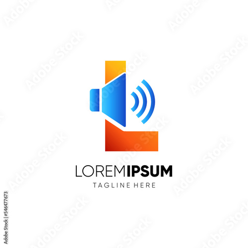 Letter L Speaker Logo Design Vector Icon Graphic Emblem Illustration Background Template
