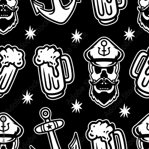 Sailor And Anchor Vector Pattern Illustration