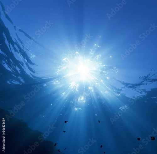 sun rays of light underwater