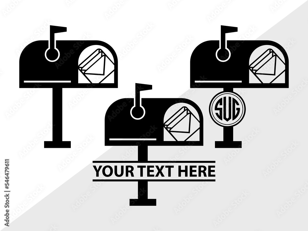 Mailbox Monogram, Mailbox Silhouette, Mail Svg, Mailbox Stencil Svg