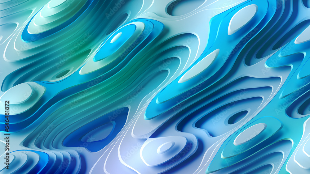 3d render, abstract turquoise blue background, texture with smooth glass shapes and wavy lines, wallpaper with ripples 3d render, abstract turquoise blue background, texture with smooth glass shapes and wavy lines, wallpaper with ripples