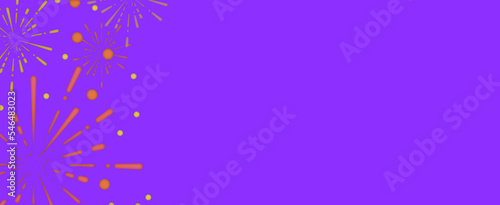 abstract show group of exploding fireworks bright light vibrant colorful and falling fire glitter on purple background for happy new year festival and traditional celebration concept